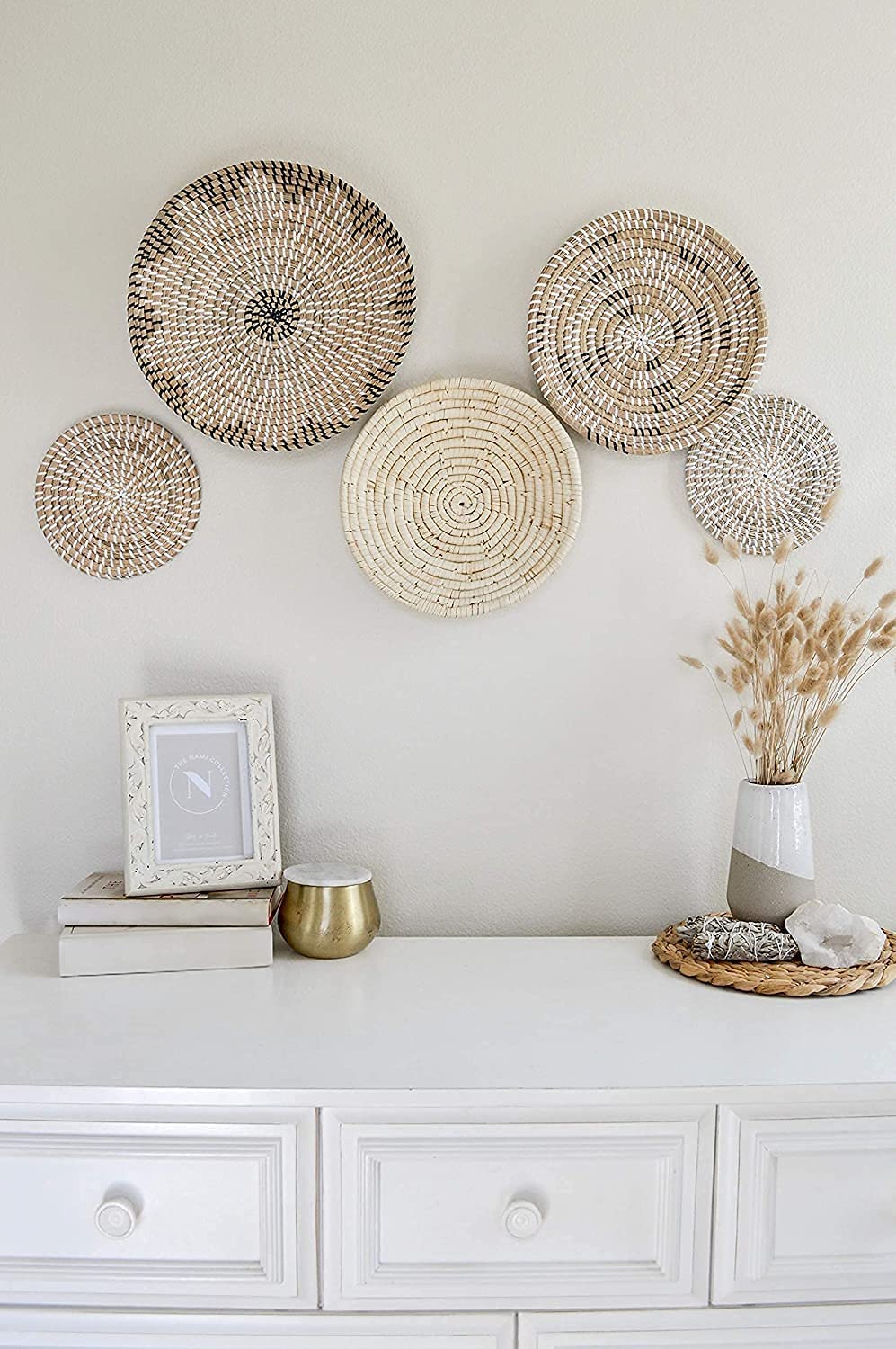 Boho Wall Basket Set of 5 Woven Baskets