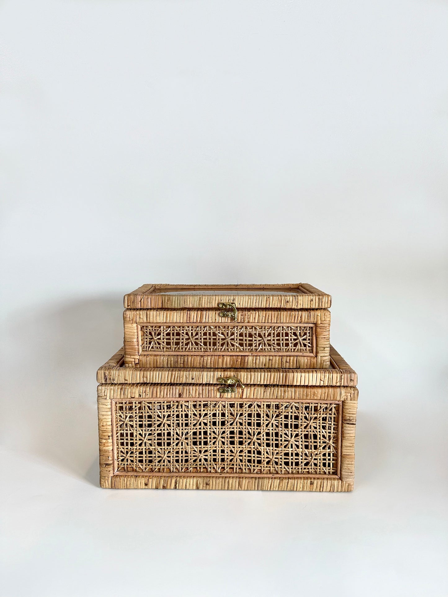 Rattan Display Storage Boxes, Unique Handwoven Rattan Pattern