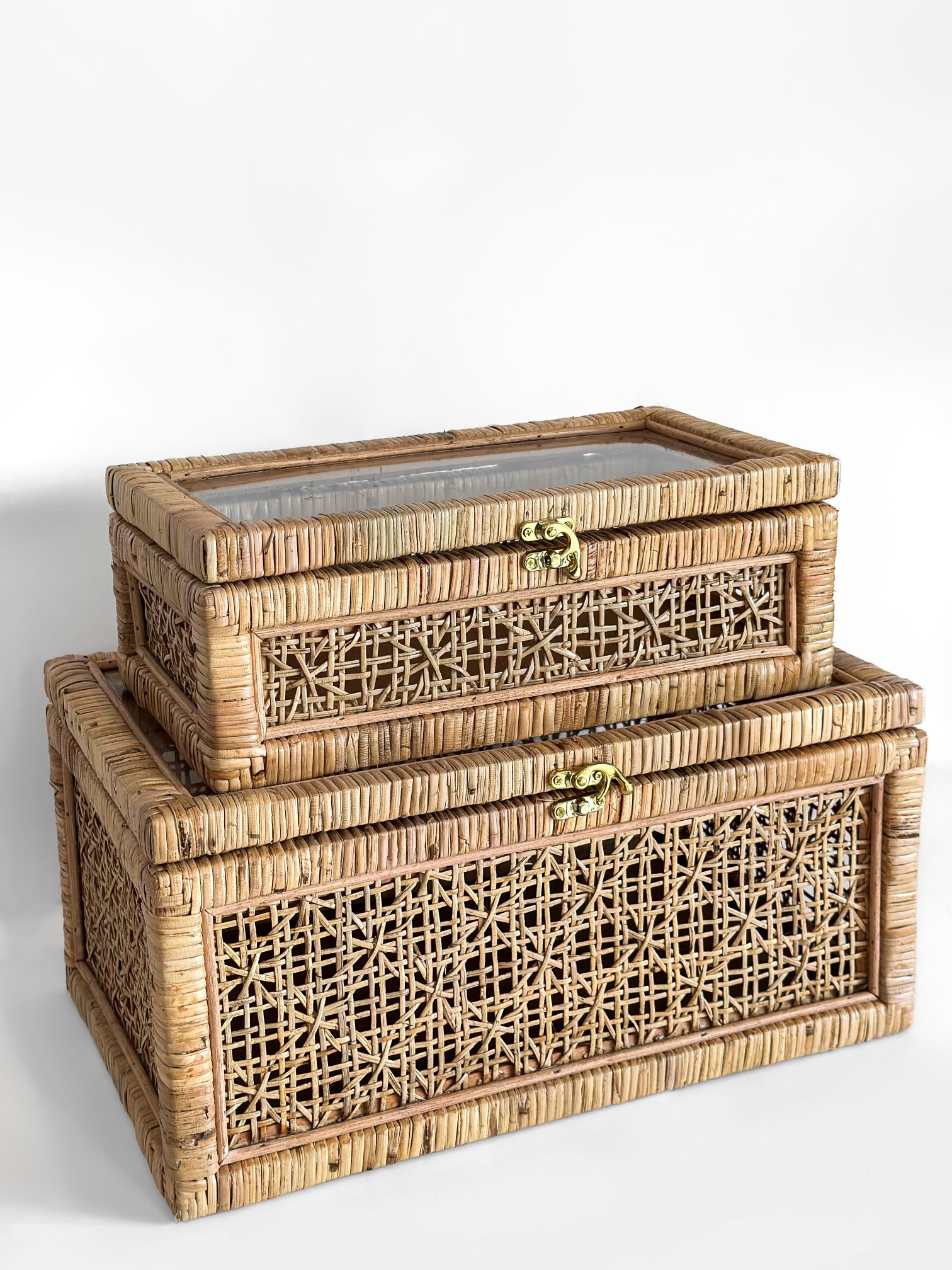 Rattan Display Storage Boxes, Unique Handwoven Rattan Pattern – The ...