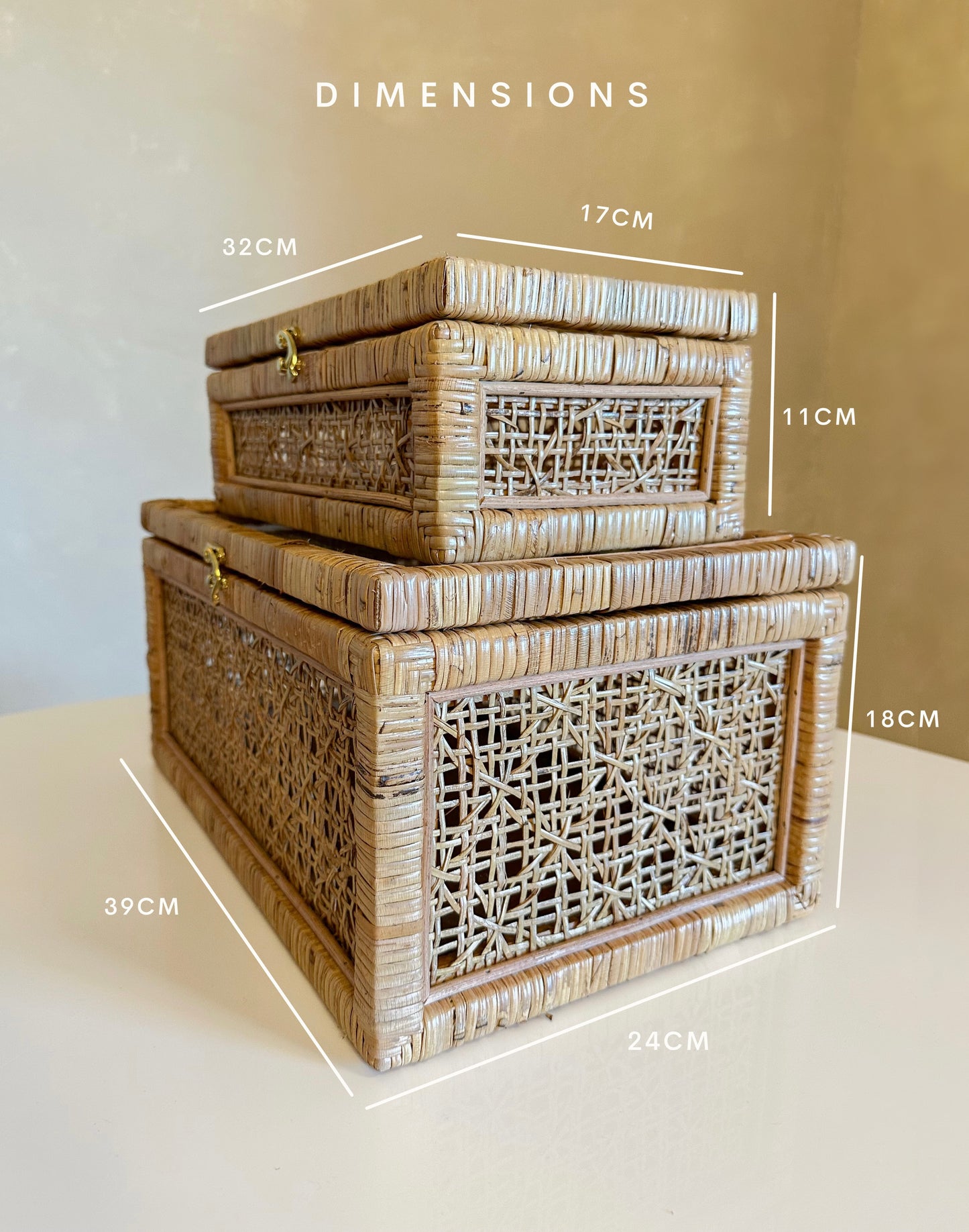 Rattan Display Storage Boxes, Unique Handwoven Rattan Pattern