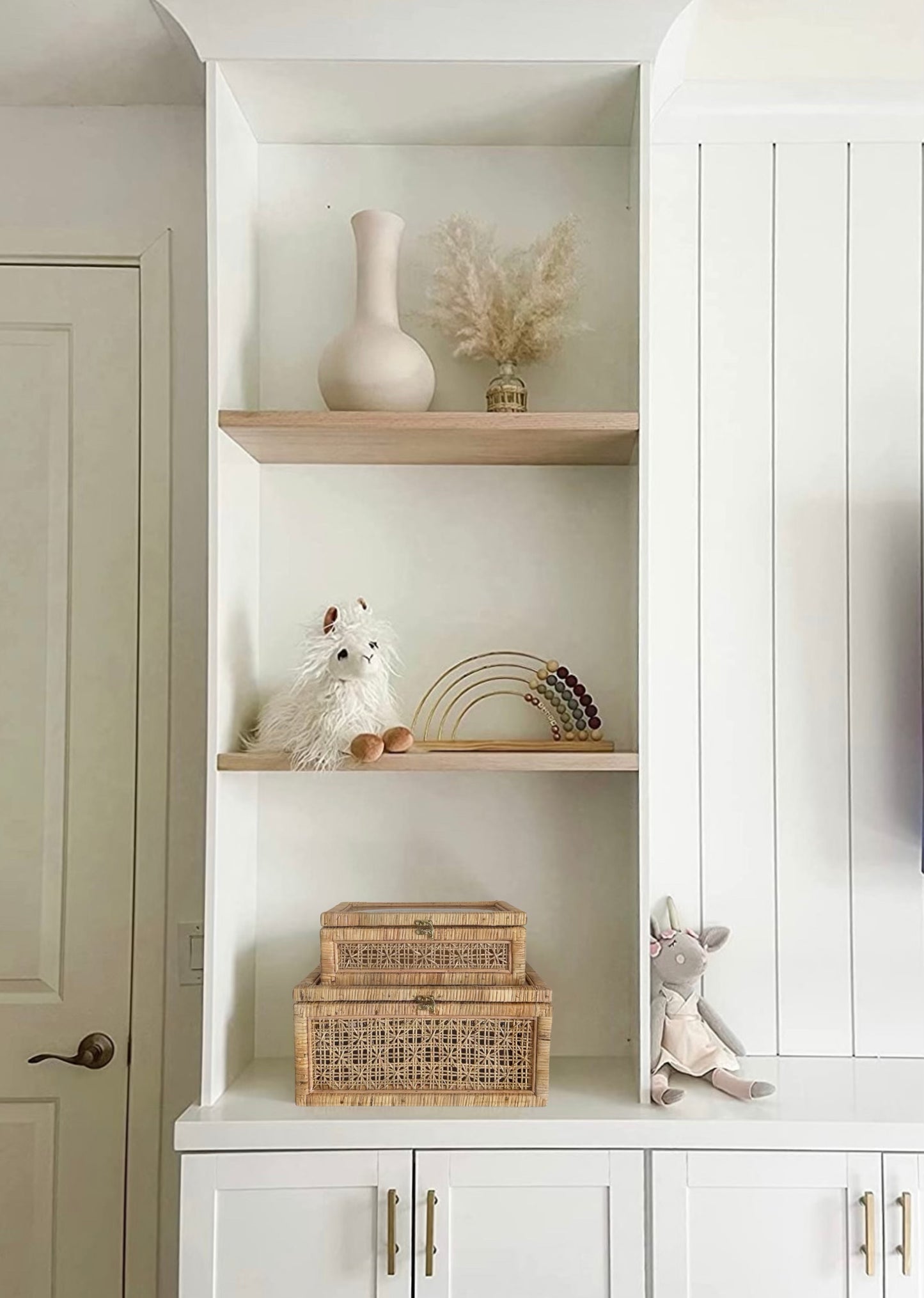 Rattan Display Storage Boxes, Unique Handwoven Rattan Pattern