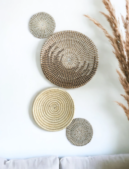 Set of 4 Boho Wall Hanging Baskets