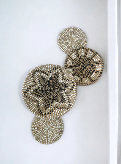 Set of 4 Boho Wall Hanging Baskets